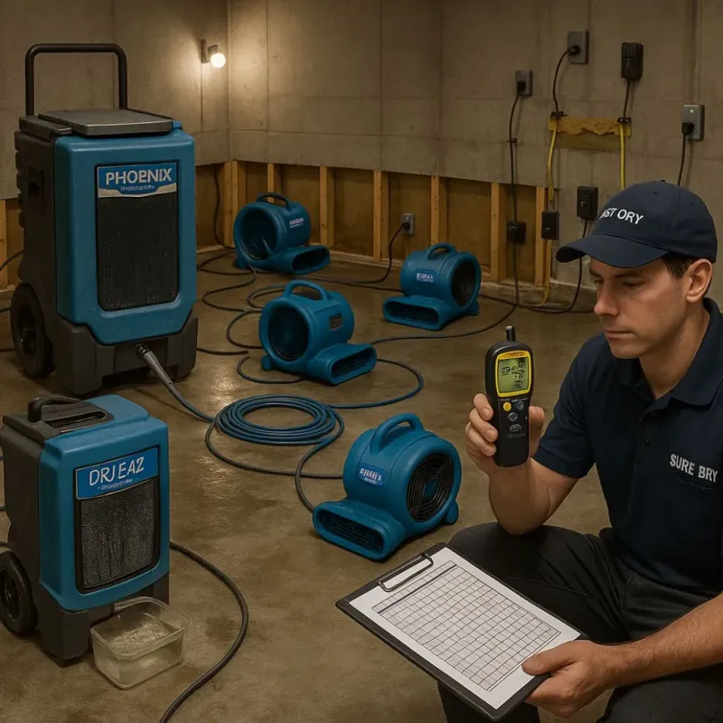 Structural Drying and Dehumidification process in Rock Falls, IL